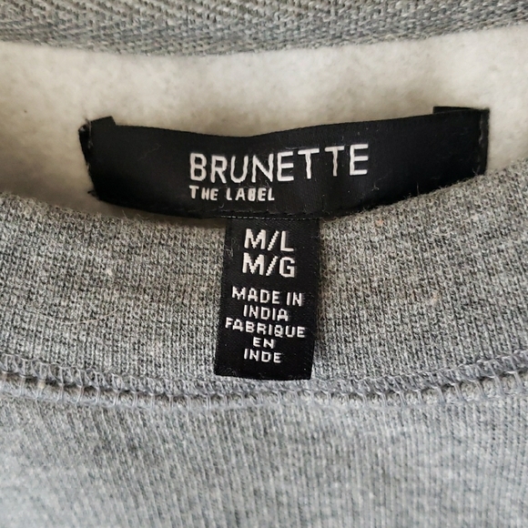 Brunette The Label Heather Grey 'Coffee Now Please' Sweatshirt Sz M/L NWT - Picture 2 of 15